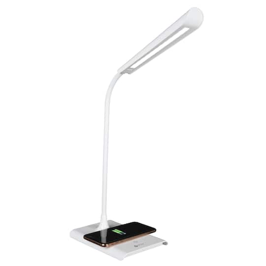 OttLite Wellness Series 21&#x22; White Power Up LED Desk Lamp with Wireless Charging